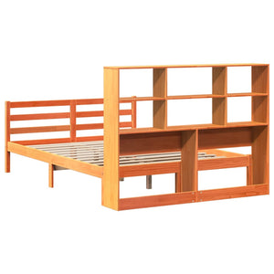 vidaXL Lit en bois massif sans matelas brun ciré 150x200 cm Bois massif