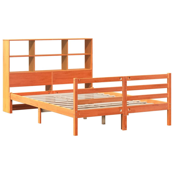 vidaXL Lit en bois massif sans matelas brun ciré 150x200 cm Bois massif