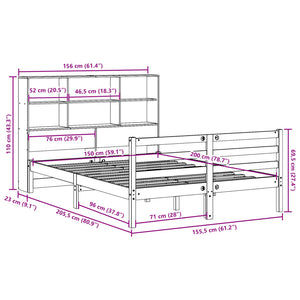 vidaXL Lit en bois massif sans matelas brun ciré 150x200 cm Bois massif
