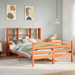 vidaXL Lit en bois massif sans matelas brun ciré 150x200 cm Bois massif