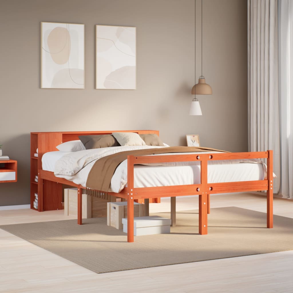 Massivholzbett 135x190 cm Wachsbraun