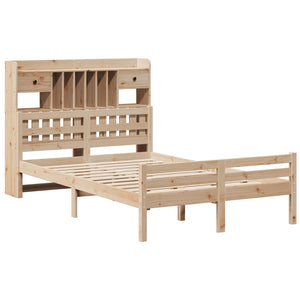 vidaXL Lit en bois massif avec étagère sans matelas 135x190 cm Pin