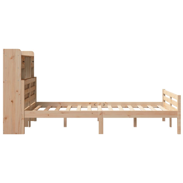 vidaXL Lit en bois massif avec étagère sans matelas 135x190 cm Pin