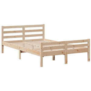 vidaXL Lit en bois massif avec étagère sans matelas 135x190 cm Pin
