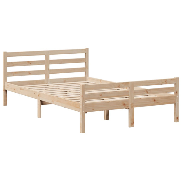 vidaXL Lit en bois massif avec étagère sans matelas 135x190 cm Pin