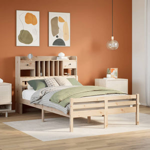 vidaXL Lit en bois massif avec étagère sans matelas 135x190 cm Pin