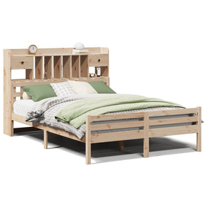 vidaXL Lit en bois massif avec étagère sans matelas 140x190 cm Pin