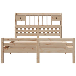 vidaXL Lit en bois massif avec étagère sans matelas 140x190 cm Pin