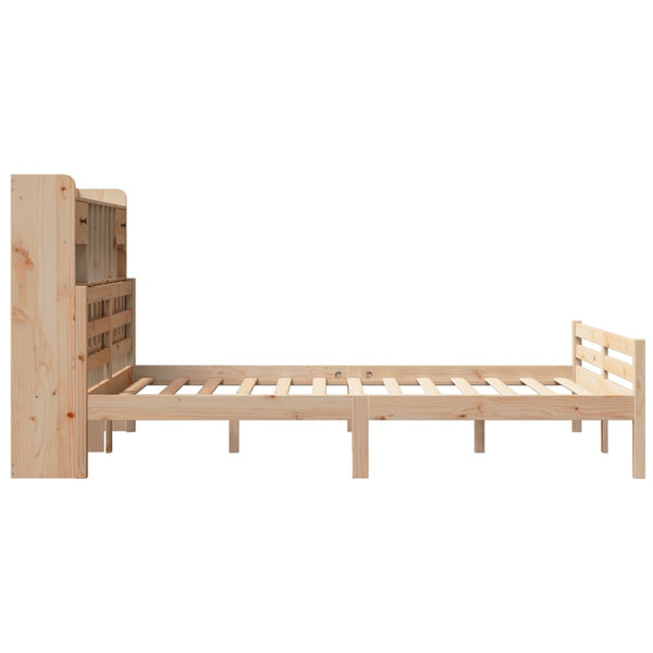 vidaXL Lit en bois massif avec étagère sans matelas 140x190 cm Pin