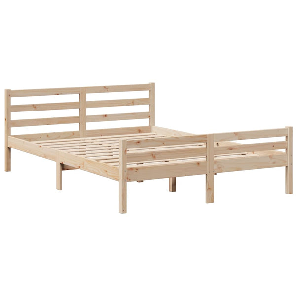 vidaXL Lit en bois massif avec étagère sans matelas 140x190 cm Pin