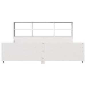 Massivholzbett mit Regal Weiß 180x200 cm