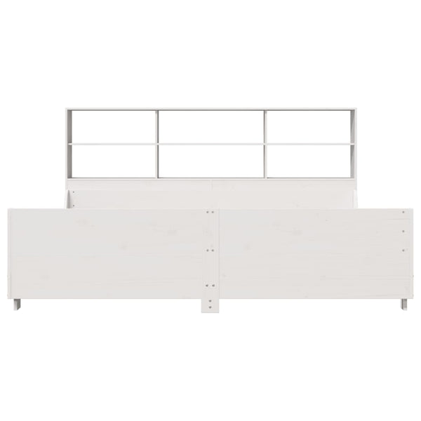 Massivholzbett mit Regal Weiß 180x200 cm