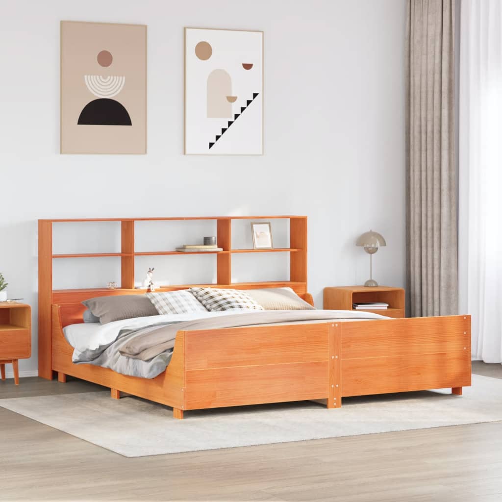 vidaXL Lit en bois massif sans matelas brun ciré 180x200 cm bois massif