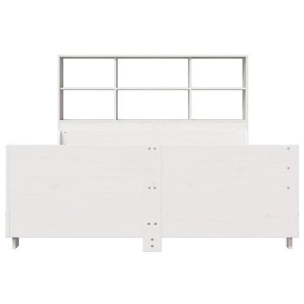 Massivholzbett mit Regal Weiß 160x200 cm