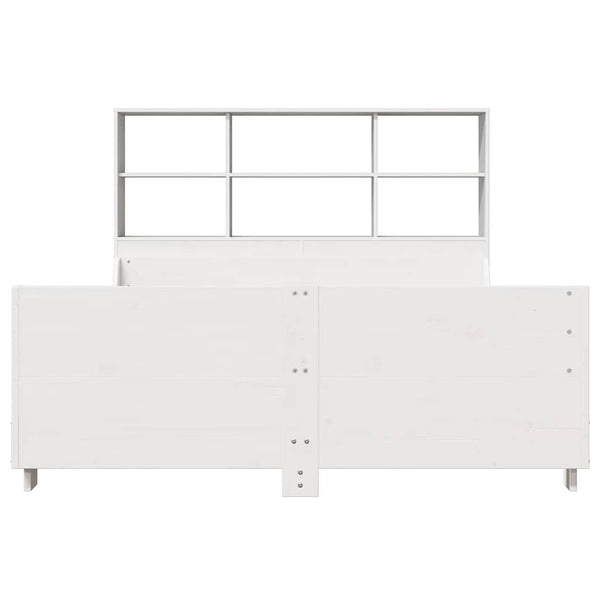 Massivholzbett 140x200 cm mit Regal, Weiß