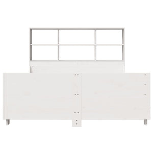 Massivholzbett mit Regal Weiß 120x200 cm
