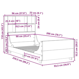 Massivholzbett 90x200 cm mit Regal