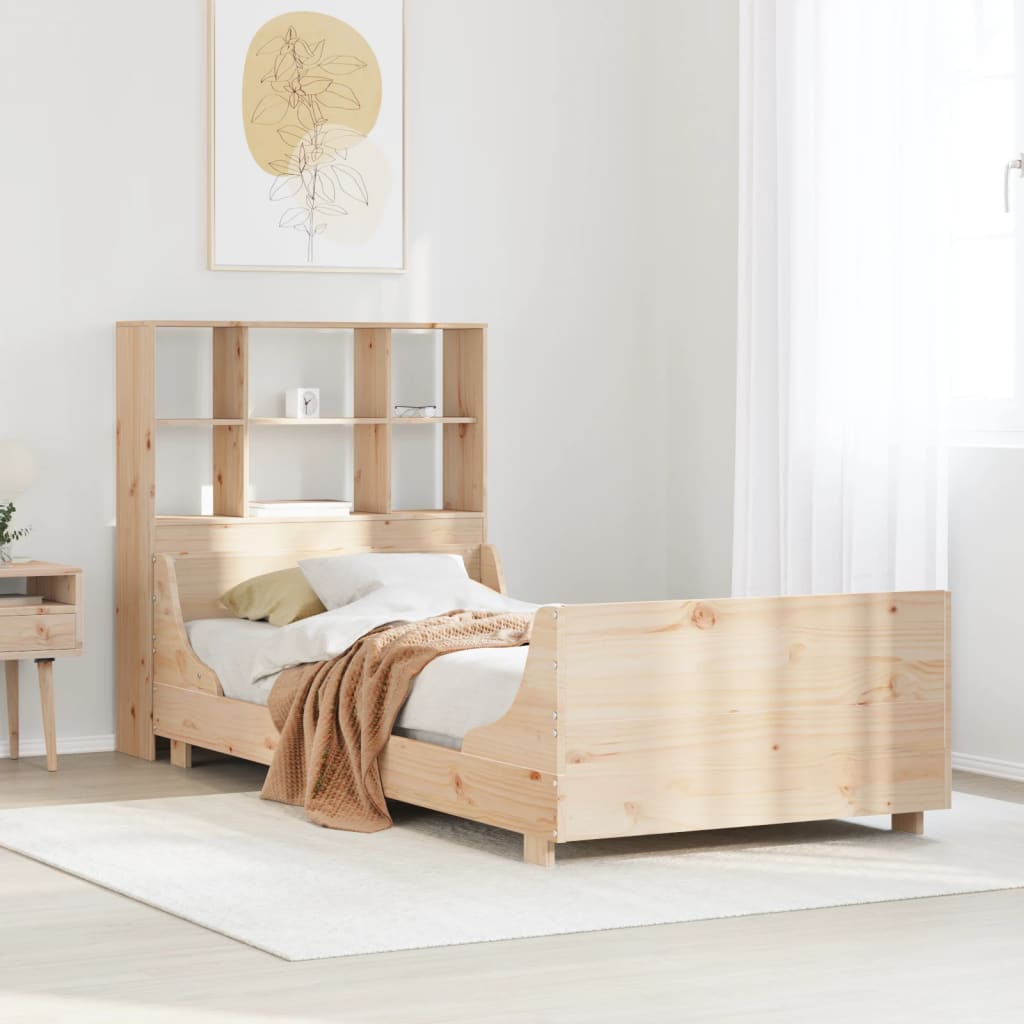 Massivholzbett 90x200 cm mit Regal