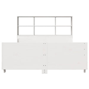 Massivholzbett mit Regal Weiß 140x190 cm