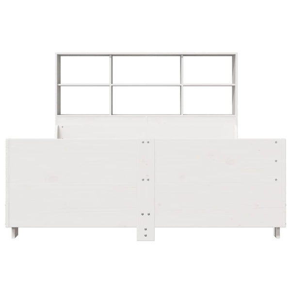 Massivholzbett mit Regal Weiß 140x190 cm