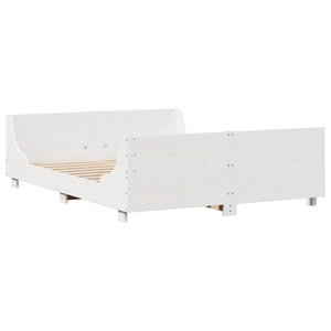 Massivholzbett Weiß 120x190 cm mit Regal