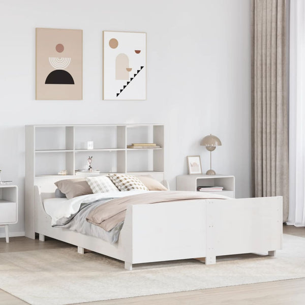 Massivholzbett Weiß 120x190 cm mit Regal
