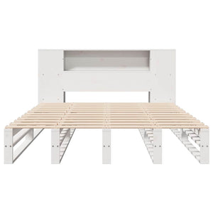 Massivholzbett mit Regal Weiß 150x200 cm