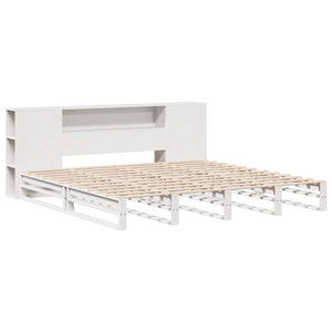 Massivholzbett 200x200 mit Regal Weiß