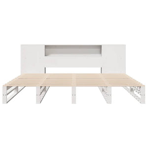 Massivholzbett 200x200 mit Regal Weiß