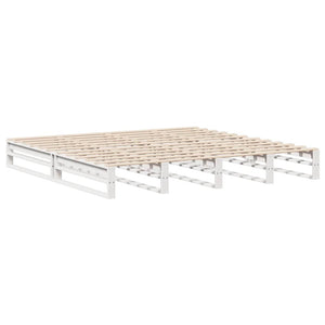 Massivholzbett 200x200 mit Regal Weiß