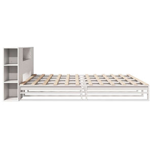 Massivholzbett 200x200 mit Regal Weiß