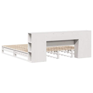 Massivholzbett 200x200 mit Regal Weiß