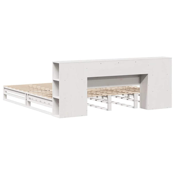 Massivholzbett 200x200 mit Regal Weiß