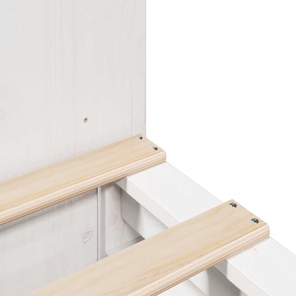 Massivholzbett 200x200 mit Regal Weiß