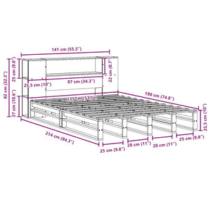 Massivholzbett 135x190 cm mit Regal