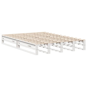 Massivholzbett mit Regal Weiß 135x190 cm