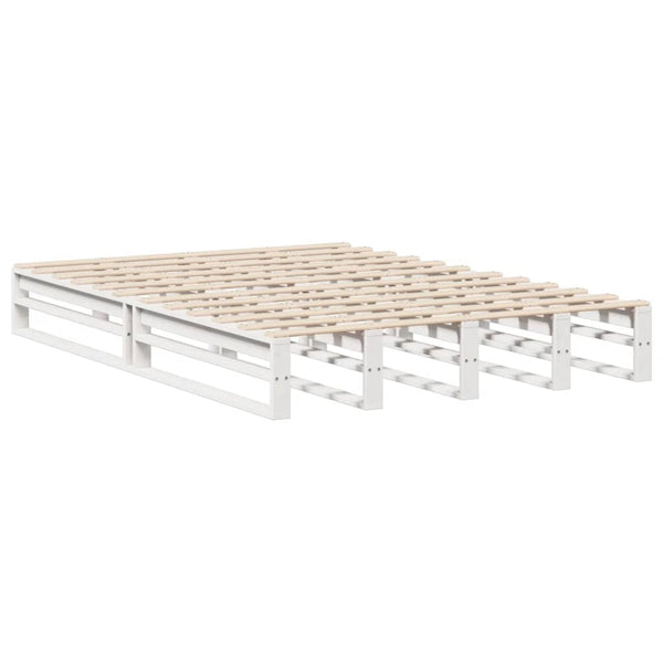 Massivholzbett mit Regal Weiß 135x190 cm