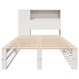 Massivholzbett mit Regal, 75x190 cm, Weiß