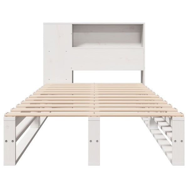 Massivholzbett mit Regal, 75x190 cm, Weiß