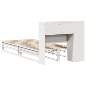 Massivholzbett mit Regal, 75x190 cm, Weiß
