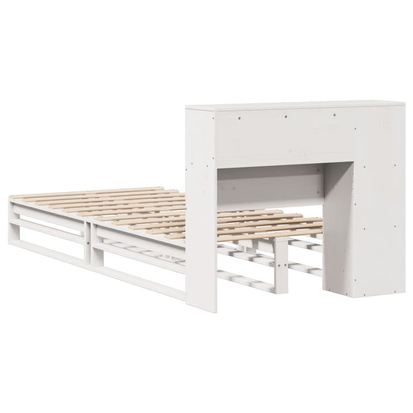 Massivholzbett mit Regal, 75x190 cm, Weiß
