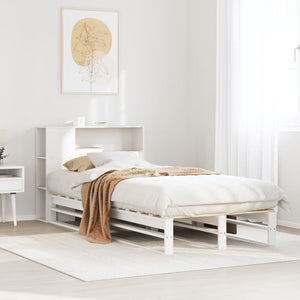 Massivholzbett mit Regal, 75x190 cm, Weiß