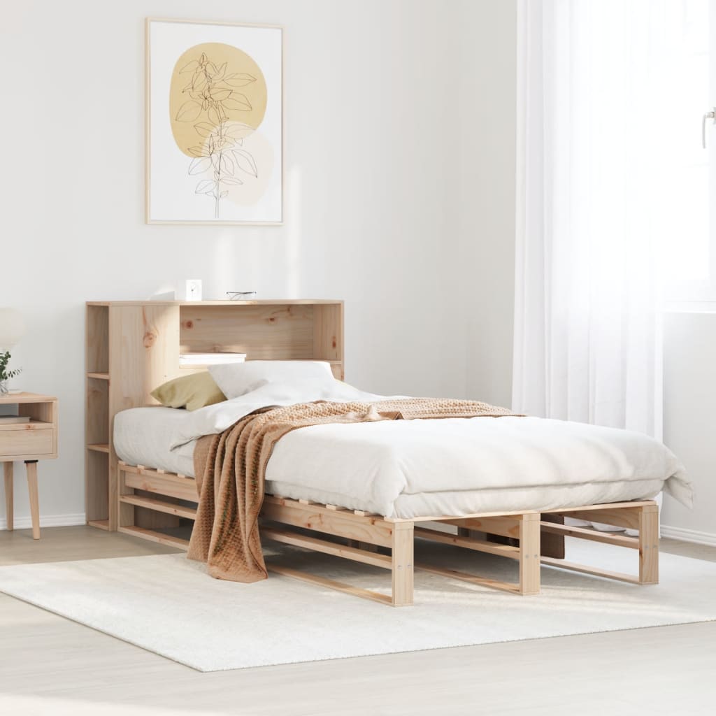 Massivholzbett mit Regal 90x190 cm