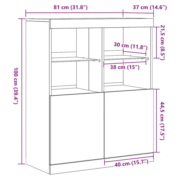 Schwarzes Sideboard 81x37x100 cm