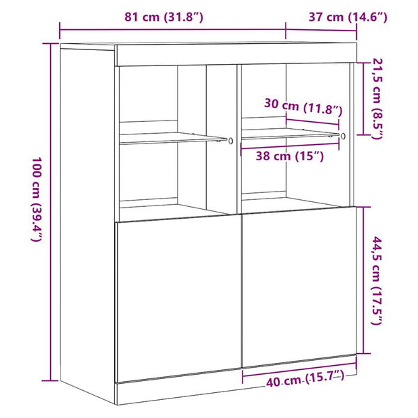 Sideboard Braun Eichenoptik 81x37x100 cm