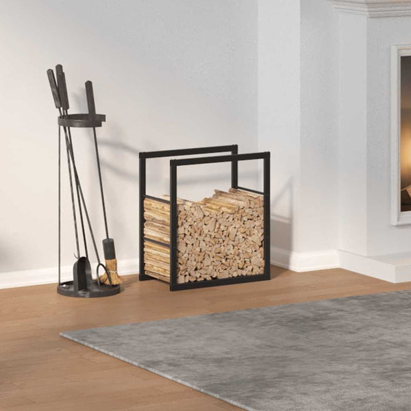 Schwarzes Kaminholzregal aus Stahl 55x30x61 cm