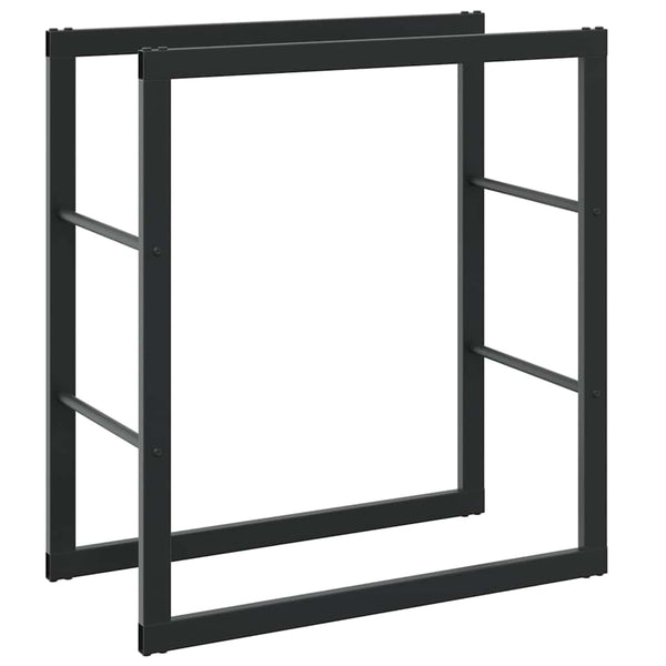 Schwarzes Kaminholzregal aus Stahl 55x30x61 cm