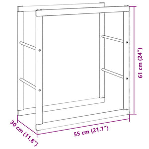 Schwarzes Kaminholzregal aus Stahl 55x30x61 cm