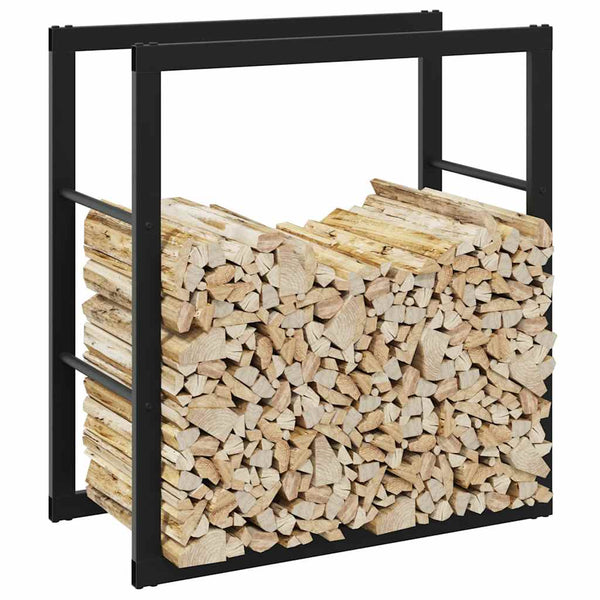 Schwarzes Kaminholzregal aus Stahl 55x30x61 cm