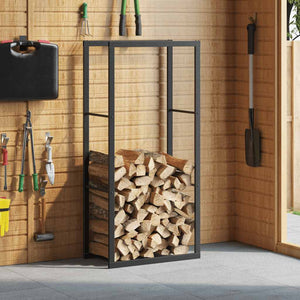 Brennholzregal Schwarz Stahl 55x30x116cm